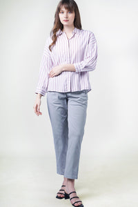 Kemeja Lengan Panjang Despina Stripe White Pink