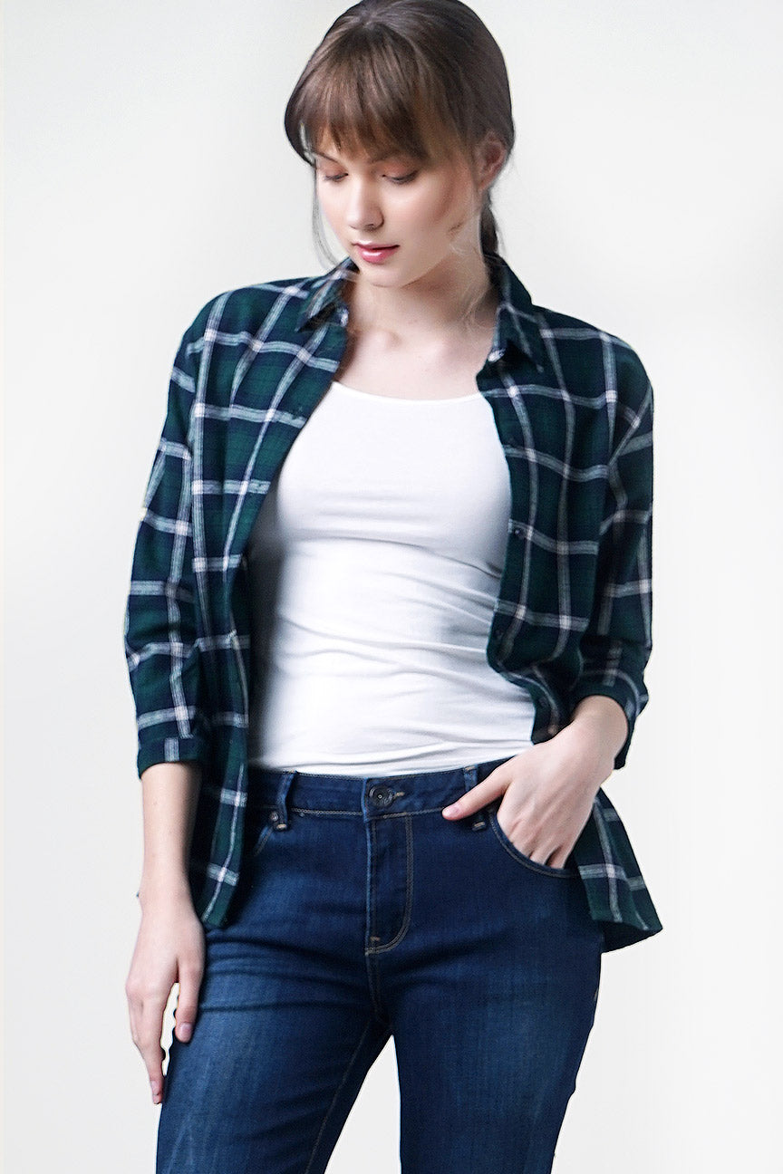 Kemeja Flanel Sophie Green Black