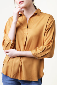 Kemeja Lengan Panjang Jytte Mustard