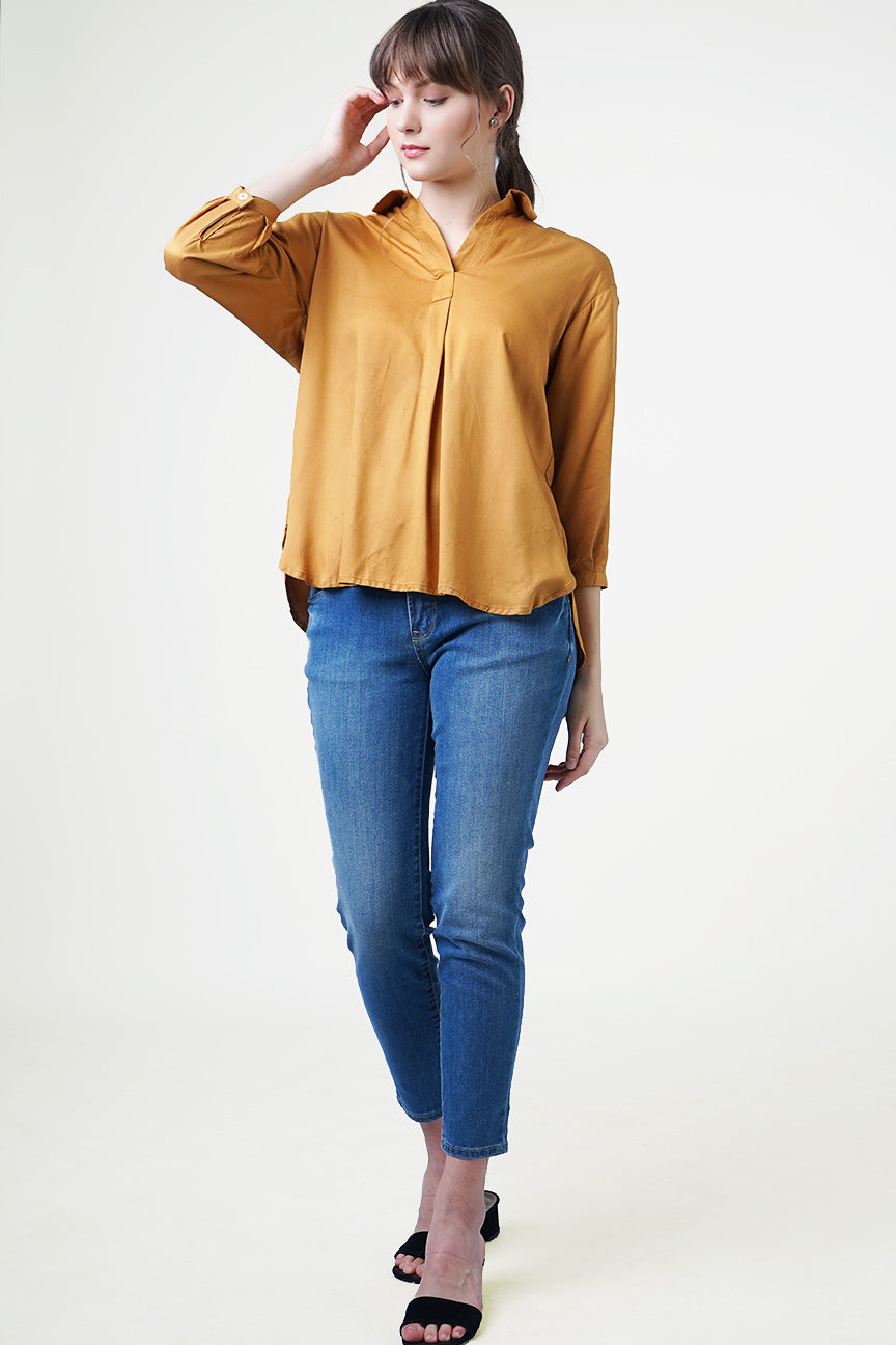 Kemeja Lengan Panjang Jytte Mustard