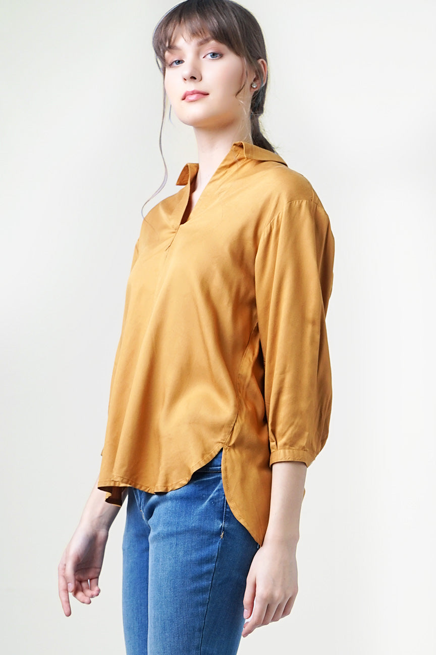 Kemeja Lengan Panjang Jytte Mustard