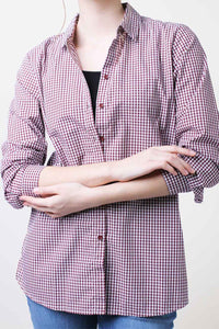 Kemeja Lengan Panjang Lyrie White Maroon