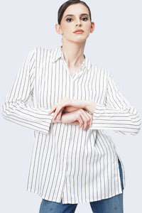 Kemeja Lengan Panjang Lucille White Black