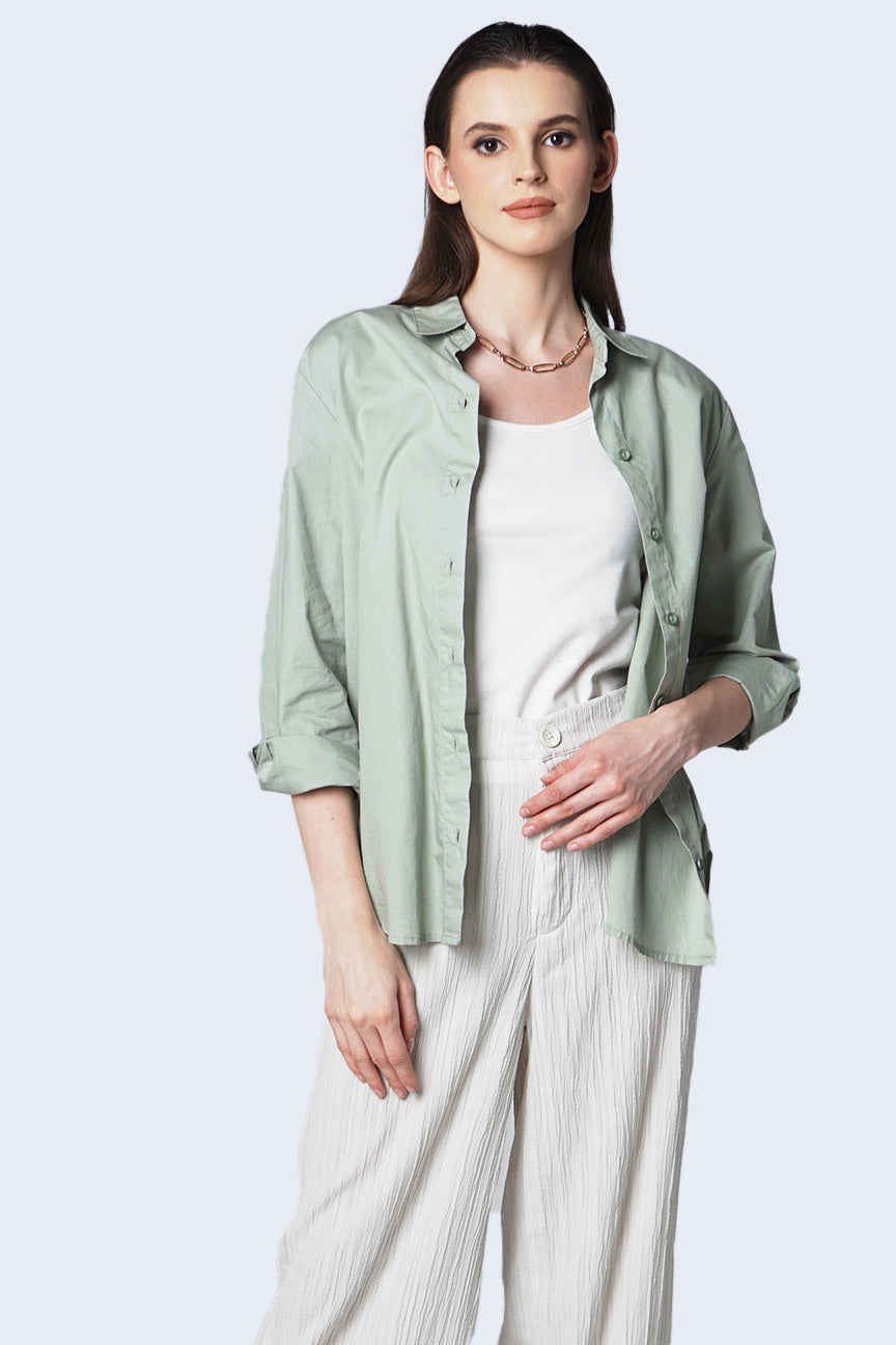 Kemeja Lengan Panjang Rosalien Light Green