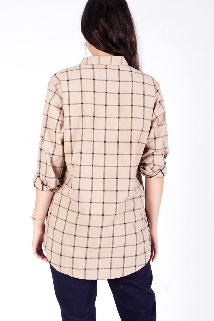 Kemeja Lengan Panjang Sigrun Black Brown