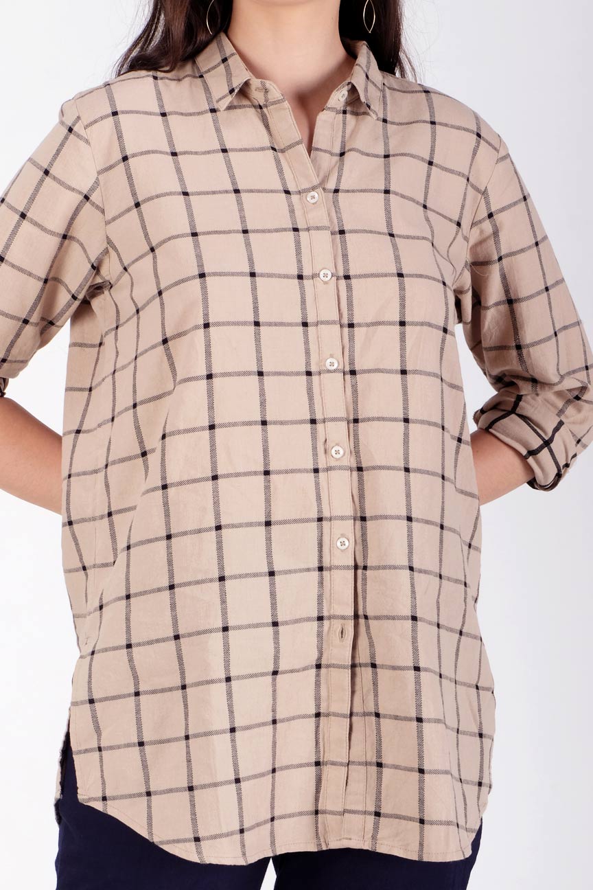 Kemeja Lengan Panjang Sigrun Black Brown