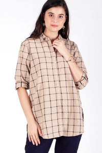 Kemeja Lengan Panjang Sigrun Black Brown