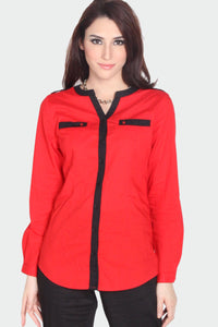 Kemeja Lengan Panjang Redish Red