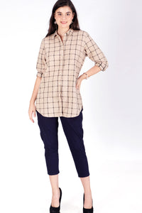 Kemeja Lengan Panjang Sigrun Black Brown