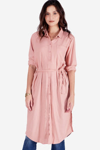 Dress Lengan Panjang Isleen Dusty Pink