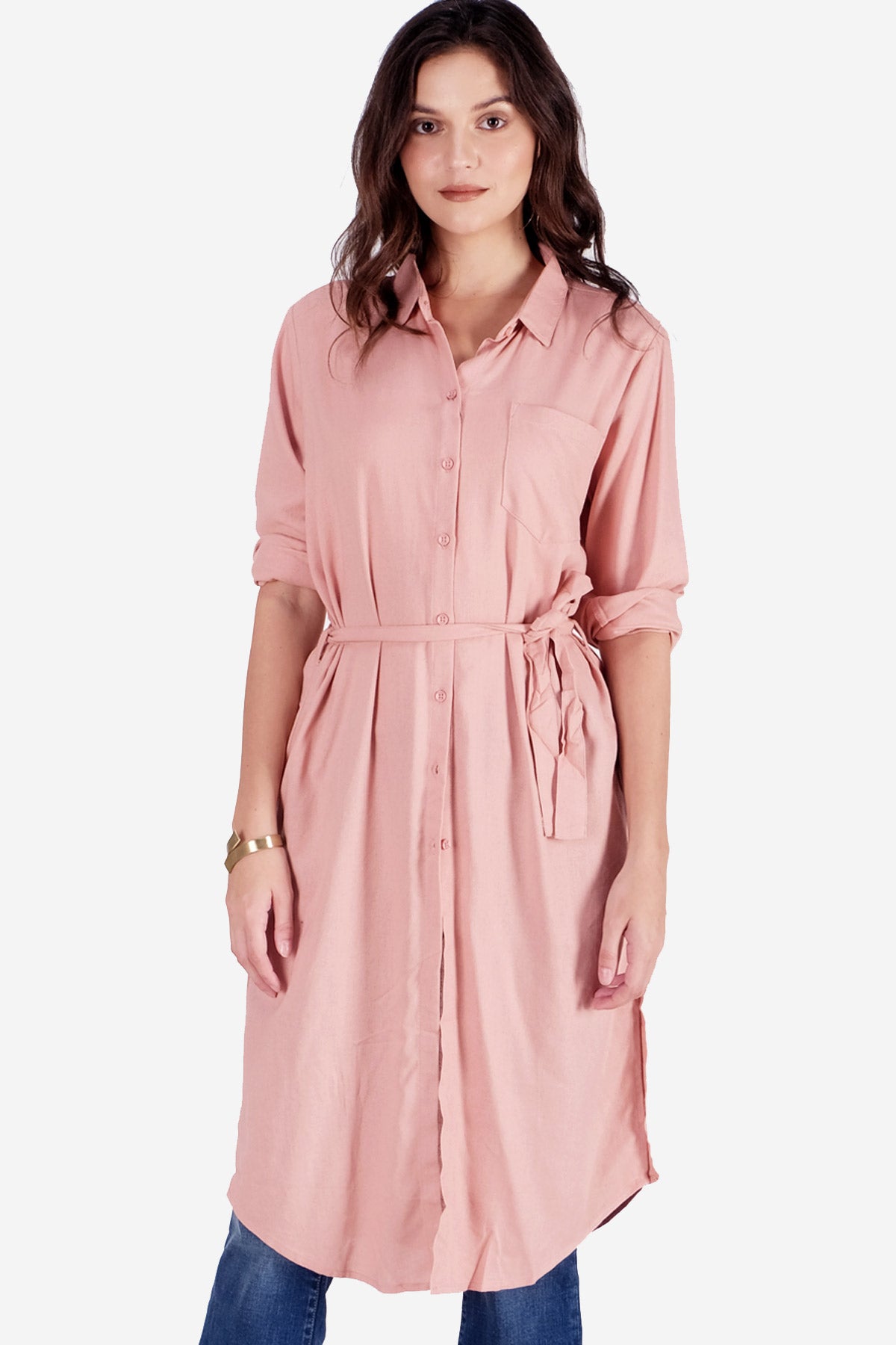 Dress Lengan Panjang Isleen Dusty Pink