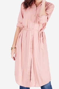 Dress Lengan Panjang Isleen Dusty Pink