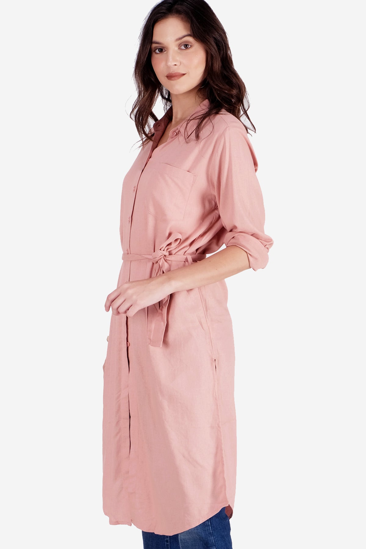 Dress Lengan Panjang Isleen Dusty Pink