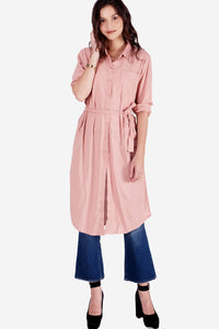 Dress Lengan Panjang Isleen Dusty Pink