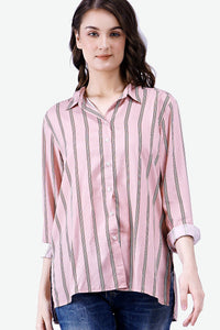 Kemeja Lengan Panjang Rochella Pink Black