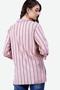 Kemeja Lengan Panjang Rochella Pink Black