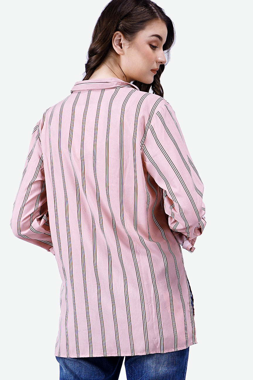 Kemeja Lengan Panjang Rochella Pink Black