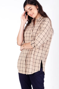 Kemeja Lengan Panjang Sigrun Black Brown
