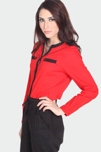 Kemeja Lengan Panjang Redish Red