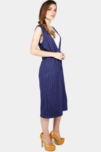 Dress Tanpa Lengan Kenly Navy White Overall