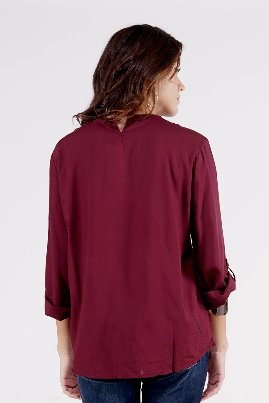 Kemeja Lengan Panjang Ammara Maroon