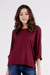 Kemeja Lengan Panjang Ammara Maroon