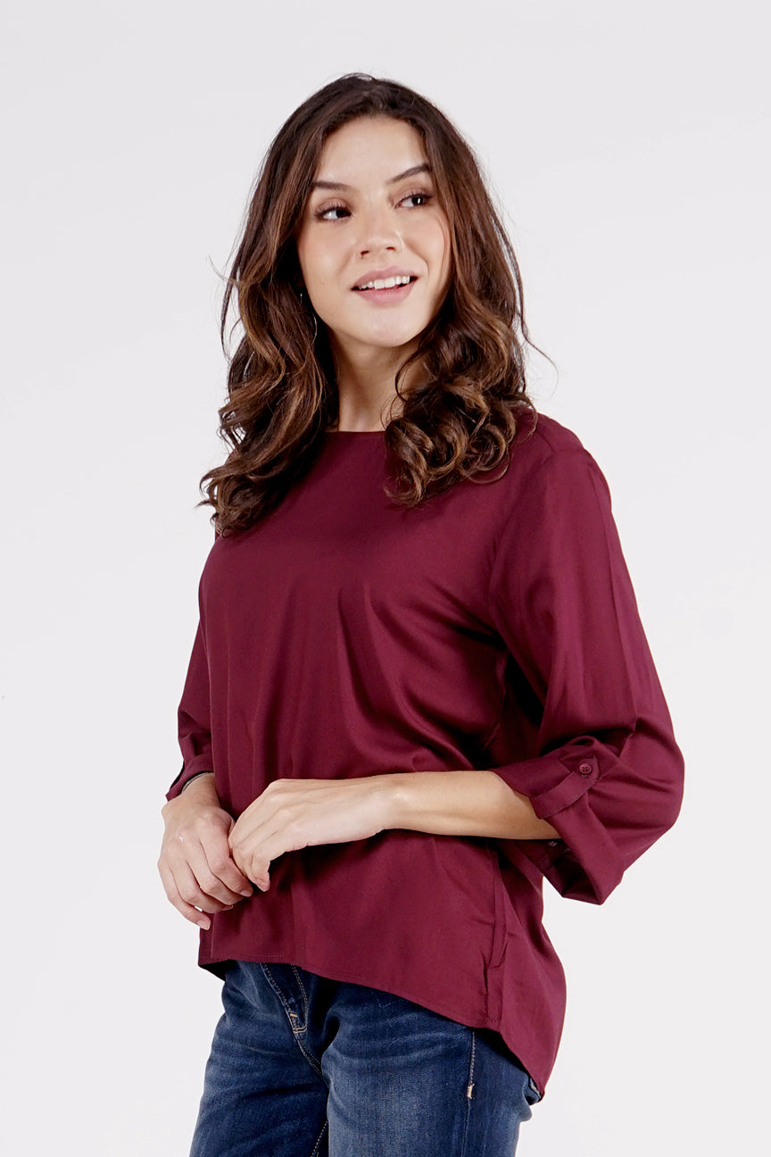 Kemeja Lengan Panjang Ammara Maroon