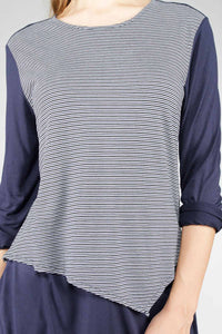 T-Shirt Lengan Panjang Blaine Navy White