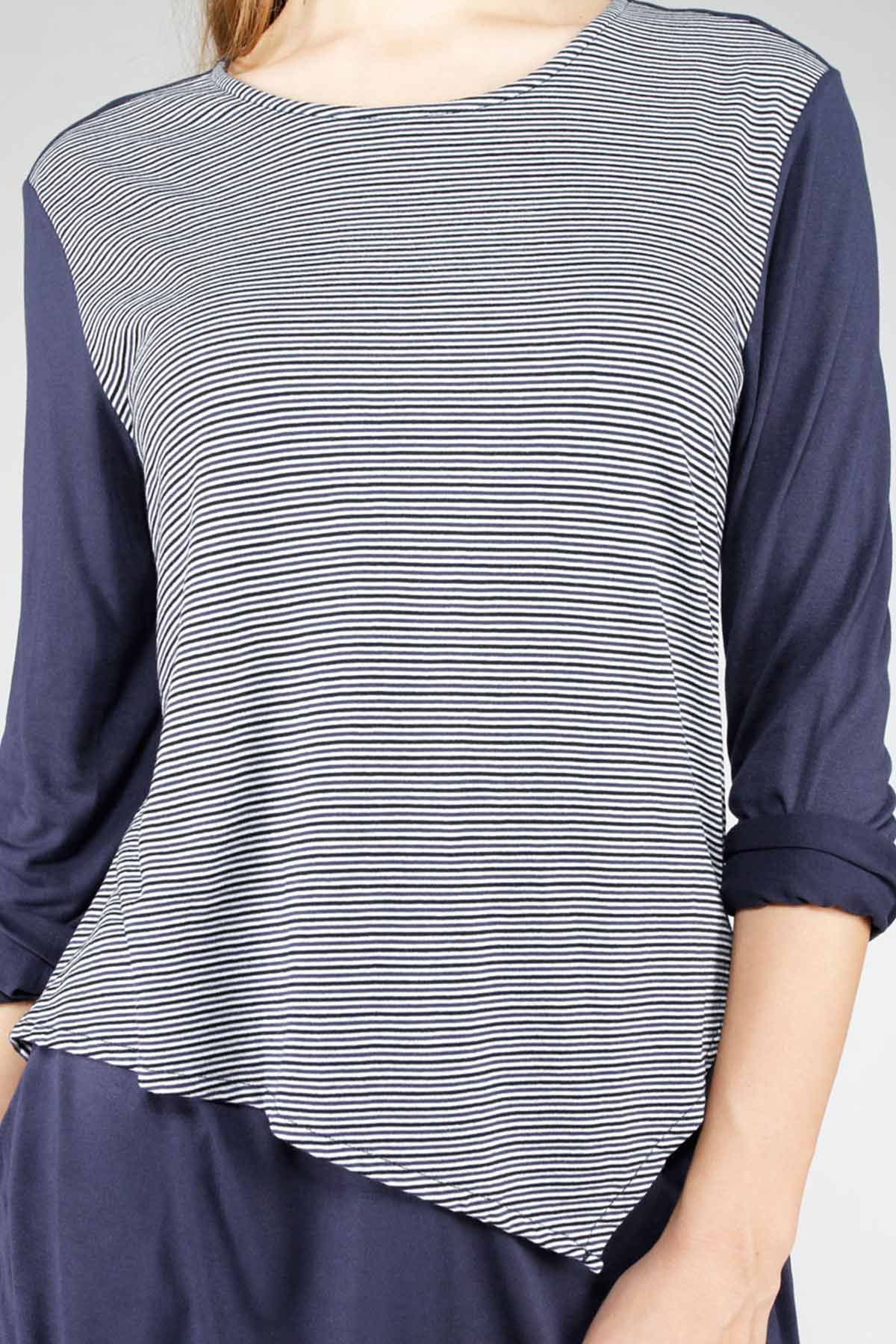 T-Shirt Lengan Panjang Blaine Navy White