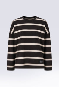 T-Shirt Lengan Panjang Zeva Black Beige Stripe