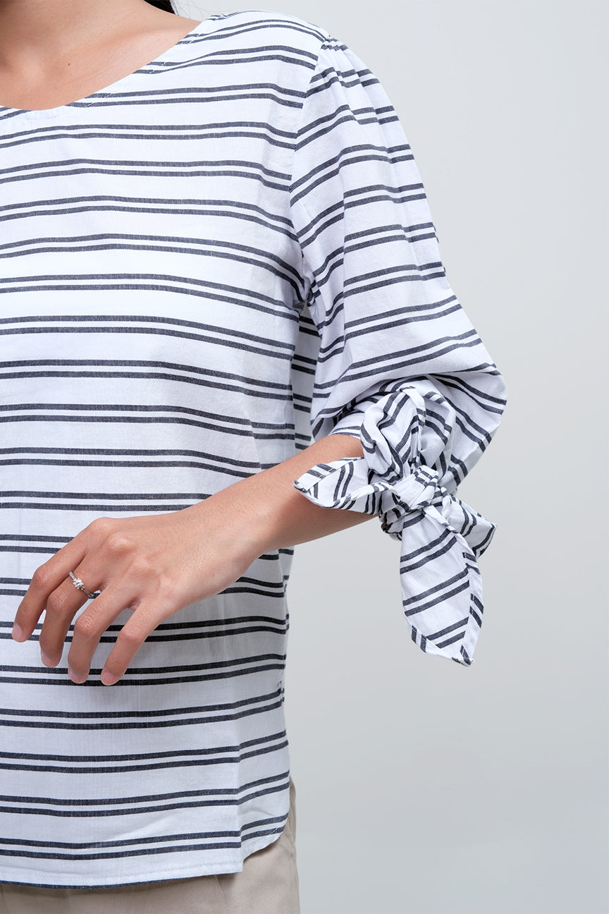 Kemeja Lengan Panjang Delilah White Black