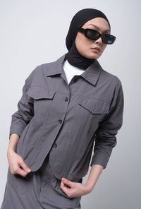 Kemeja Lengan Panjang Genie Grey