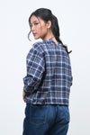 Kemeja Lengan Panjang Avery Navy White