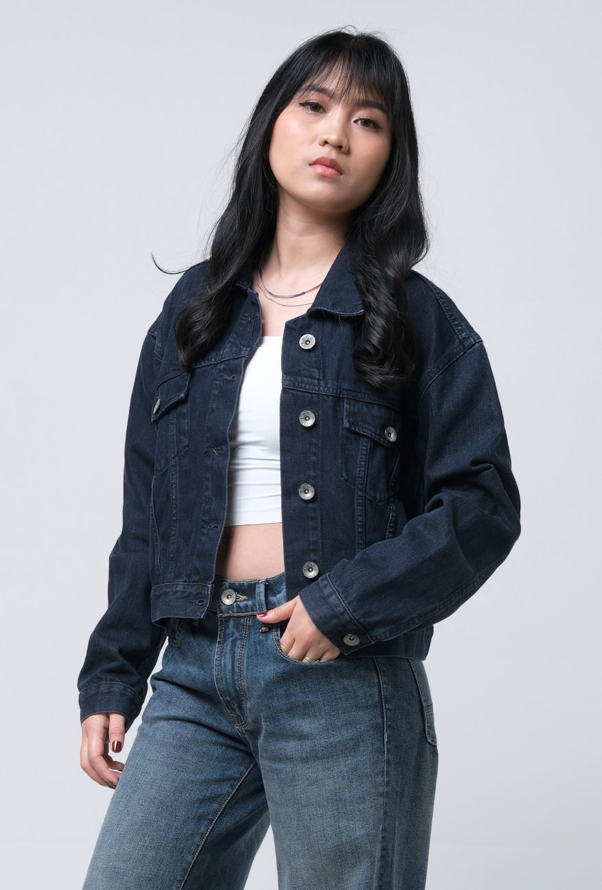 Jaket Jeans Crop New Logo Od Blue
