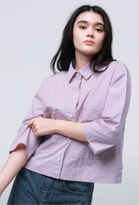 Kemeja Luna Purple White Exclusive Online