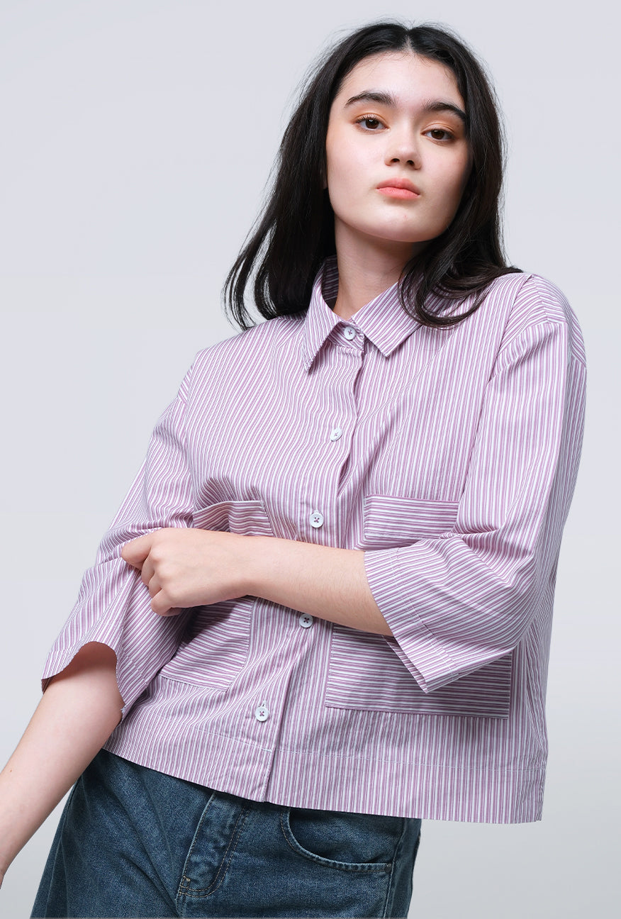 Kemeja Luna Purple White Exclusive Online