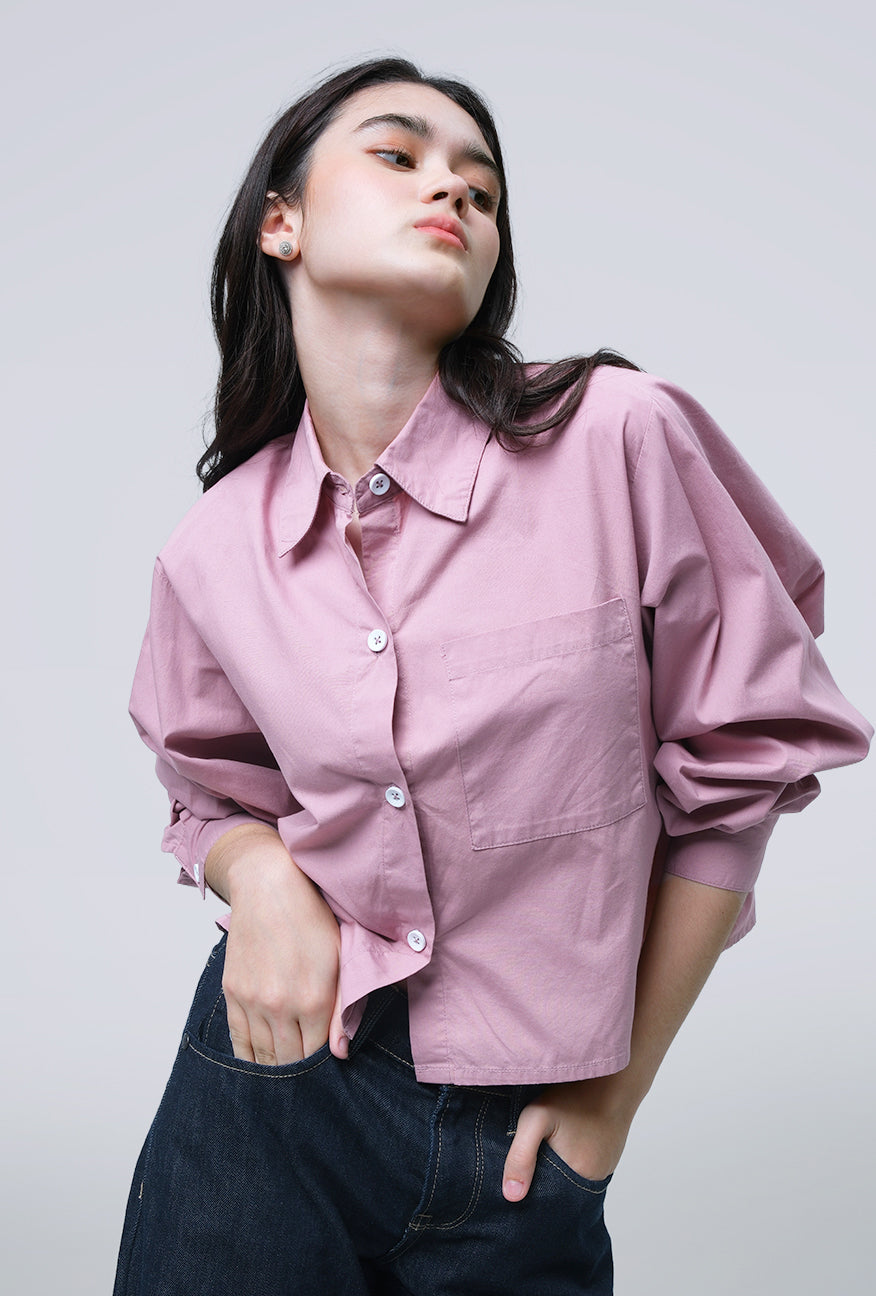 Kemeja Lengan Panjang Selra Pink Exclusive Online