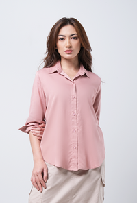Kemeja Lengan Panjang Claudia Dusty Pink