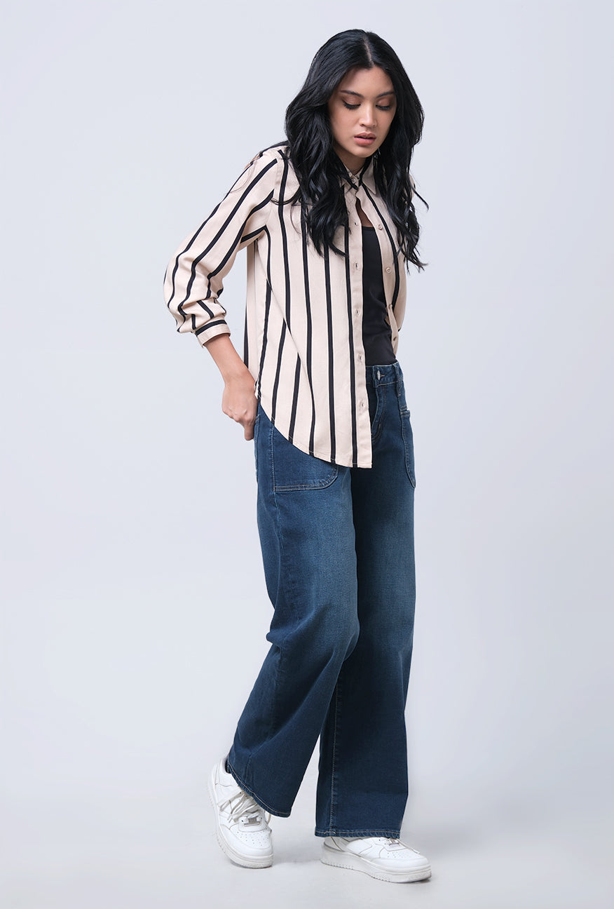 Kemeja Lengan Panjang Agatha Khaki Black