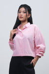 Kemeja Lengan Panjang Rosabel Peach Offwhite
