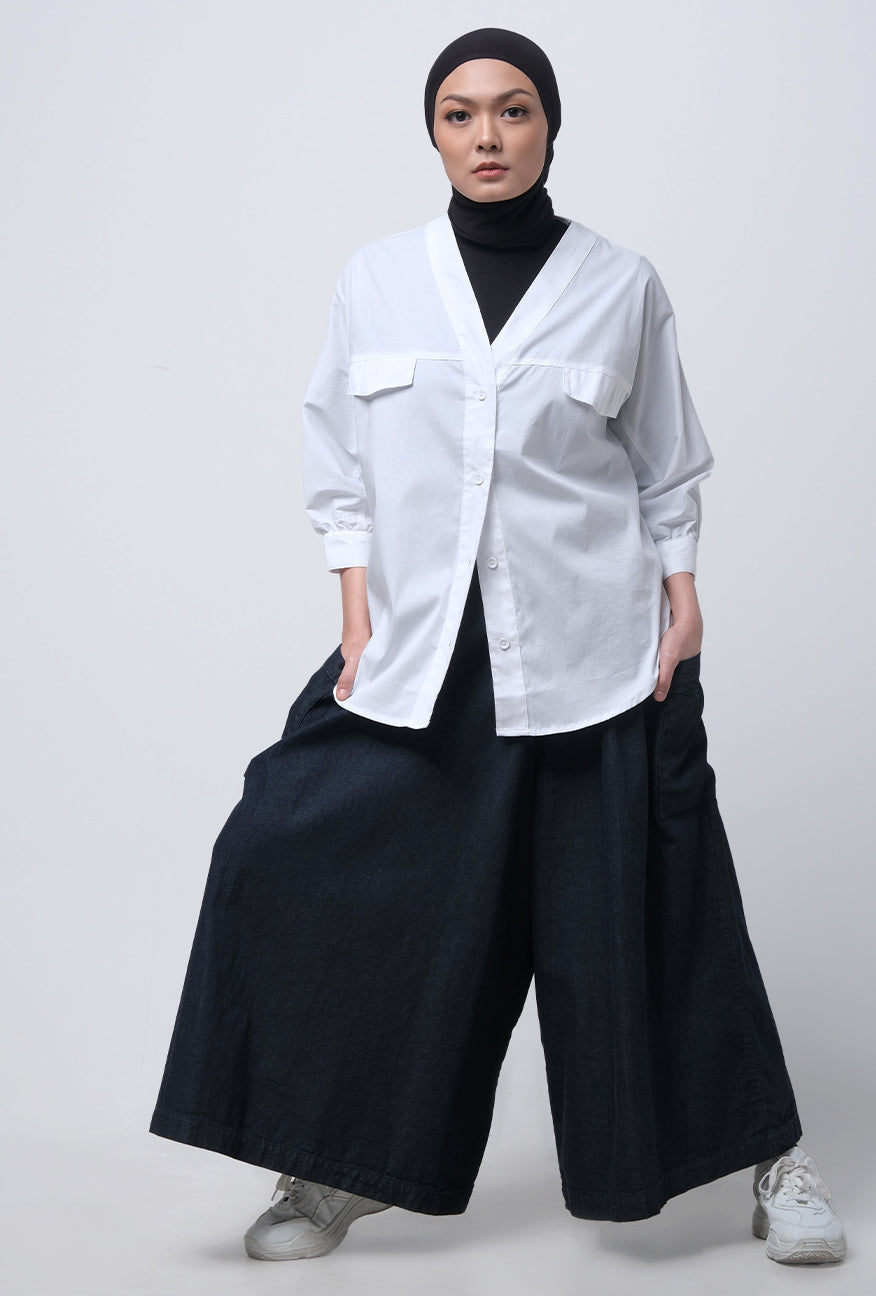 Kemeja Lengan Panjang Raven Offwhite