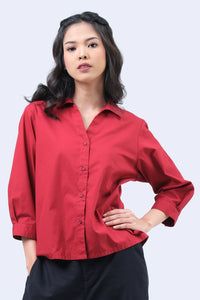 Kemeja Lengan Panjang Dakota Maroon