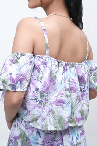 Dress Tanpa Lengan Aster Purple Offwhite Online