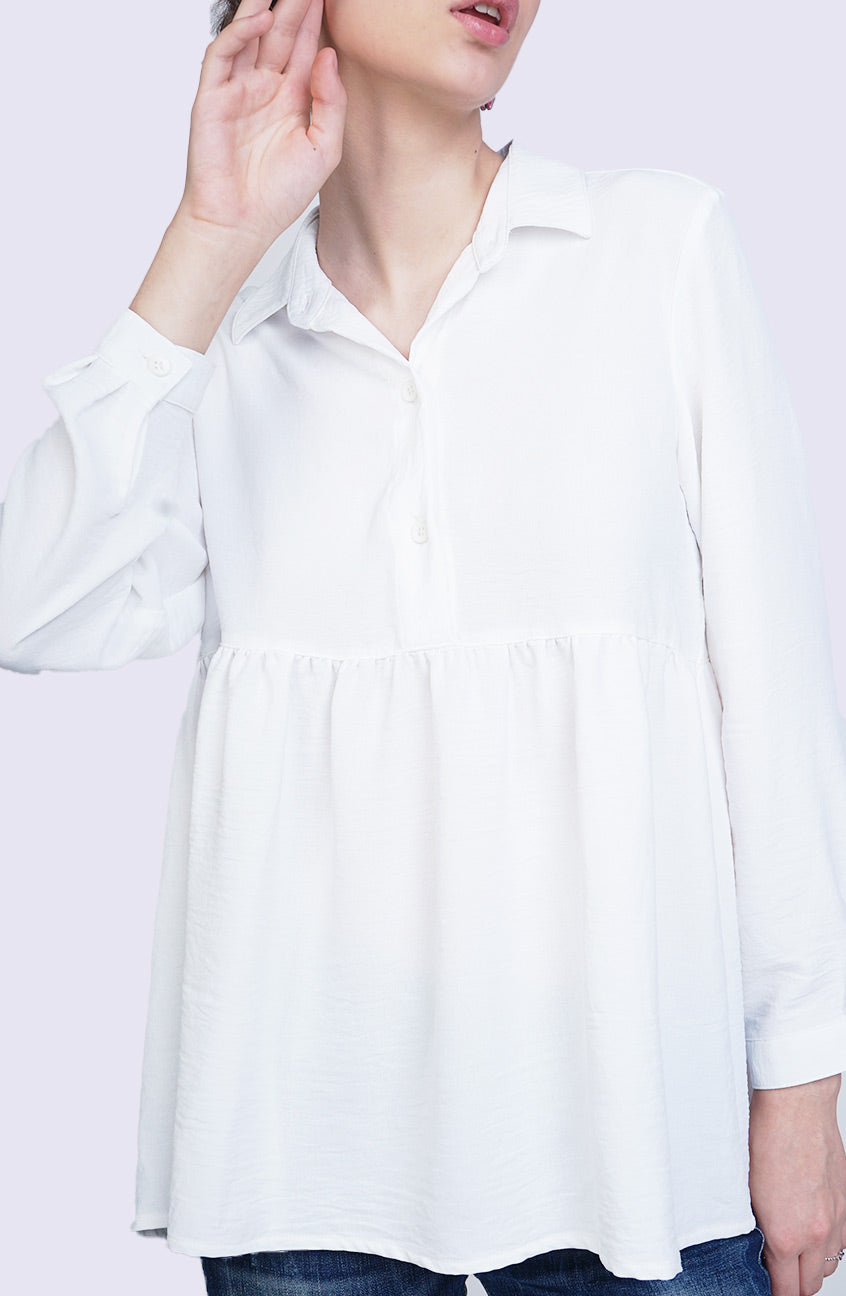 Kemeja Lengan Panjang Kirei Offwhite
