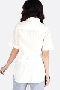 Kemeja Lengan Pendek White Military Paris Offwhite