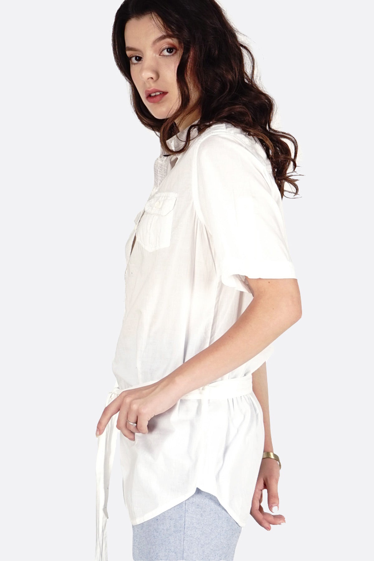 Kemeja Lengan Pendek White Military Paris Offwhite