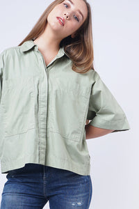 Kemeja Lengan Pendek Riana Light Green