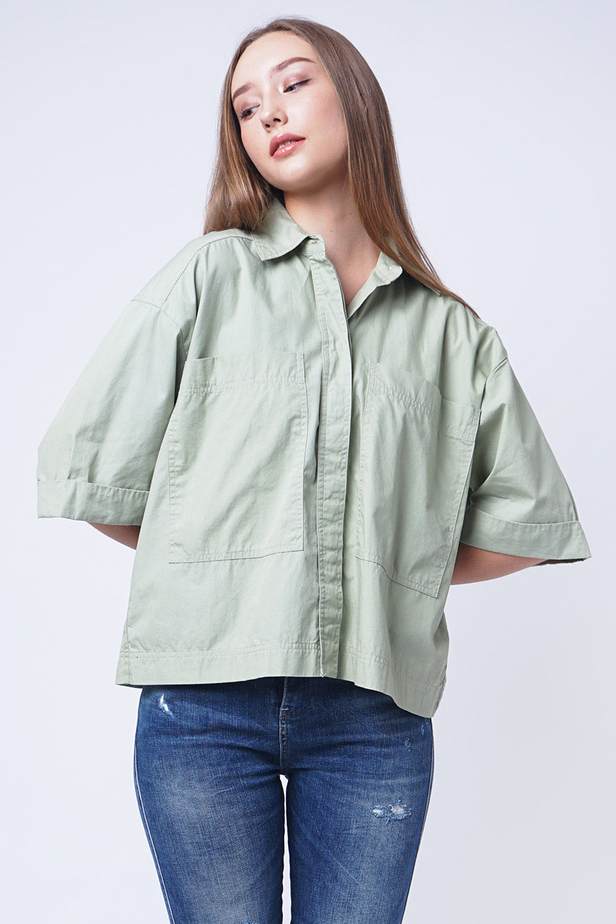 Kemeja Lengan Pendek Riana Light Green