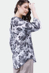 Kemeja Lengan Panjang 3/4 Sleeves Grey Flower