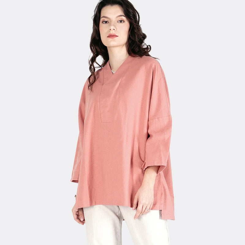 Kemeja Lengan Panjang Alga Dark Pink